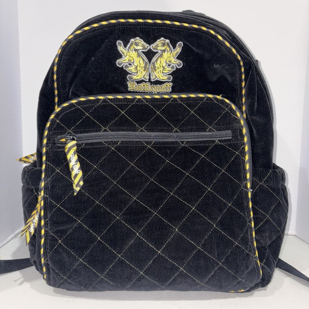 RARE Vera Bradley Harry Potter Hufflepuff Campus Backpack Black Yellow Quilted